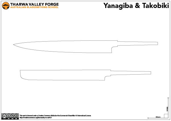 Japanese Yanagiba and Takobiki kitchen knife template